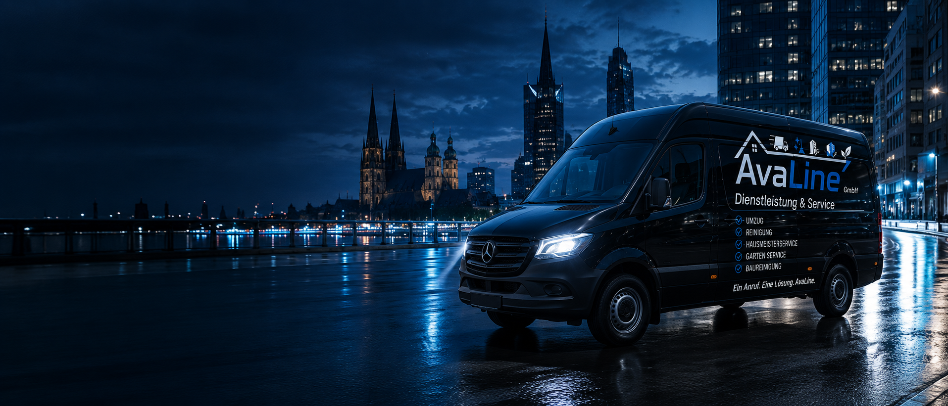 AvaLine Servicefahrzeug bei Nacht